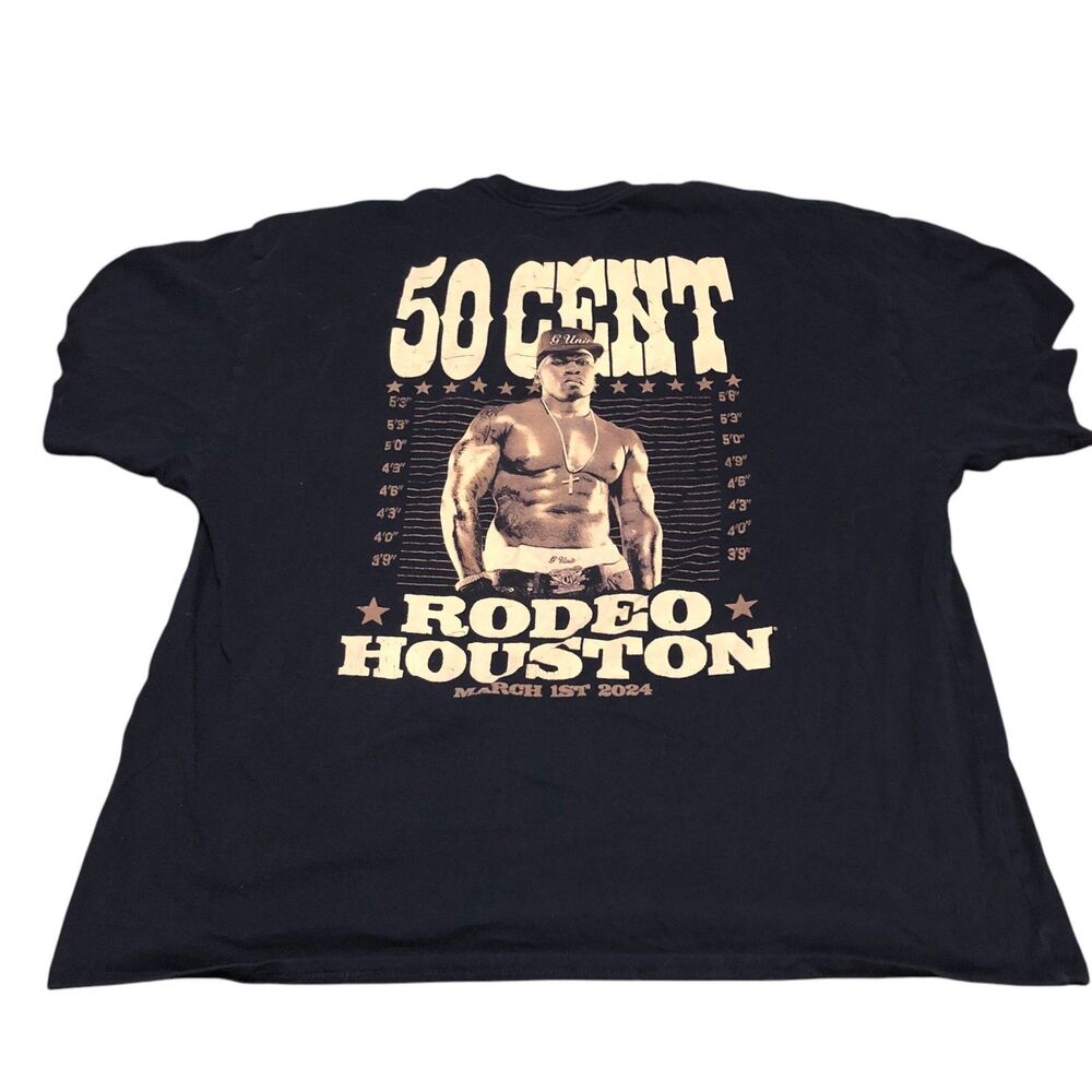 Rare 50 cent 3XL Rodeo Houston 2024 Graphic Tee, Rap Star Collectible, Rapper